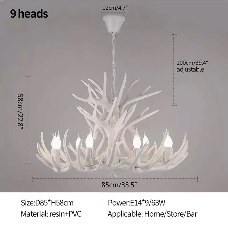 Antler Shape Resin Chandelier | Adjustable Height, Rustic Elegance & Ideal for Living Room, Dining Area, or Entryway