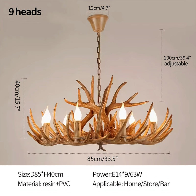 Antler Shape Resin Chandelier | Adjustable Height, Rustic Elegance & Ideal for Living Room, Dining Area, or Entryway