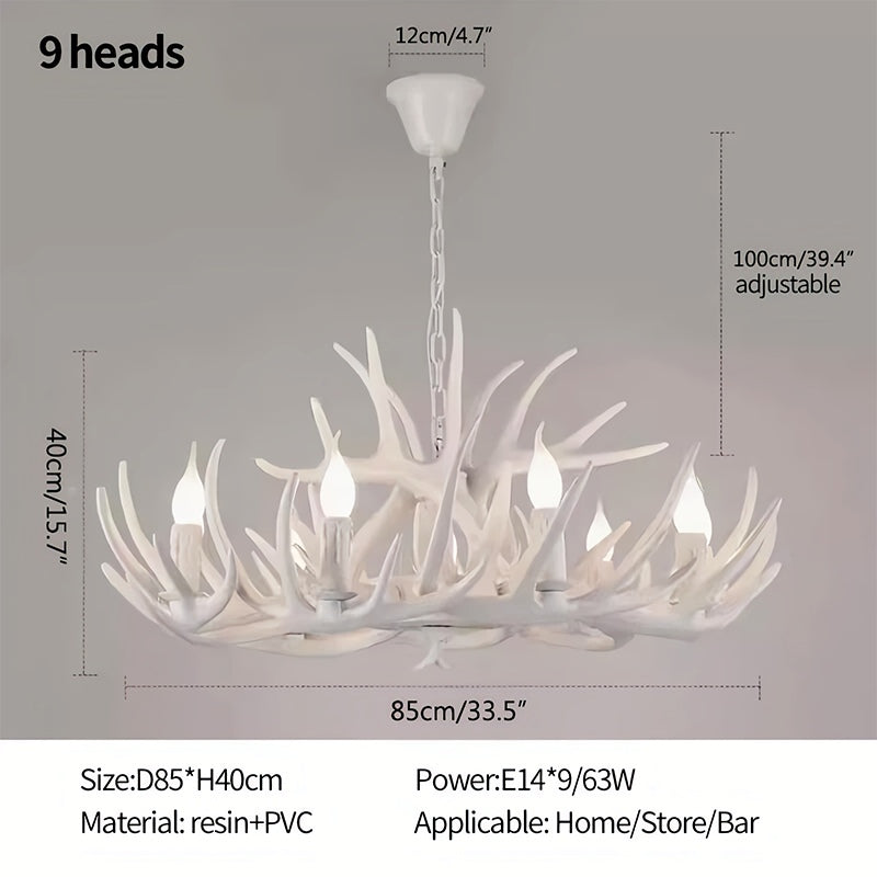 Antler Shape Resin Chandelier | Adjustable Height, Rustic Elegance & Ideal for Living Room, Dining Area, or Entryway