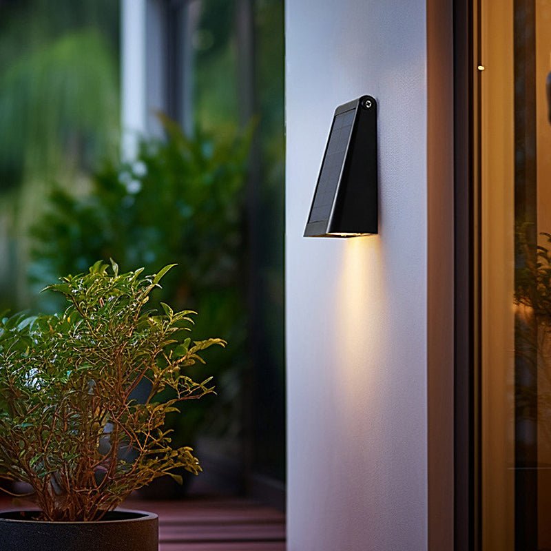 LED Waterproof Solar Wall Lights - 90° Adjustable Black Modern Outdoor Lighting for Gardens & Patios