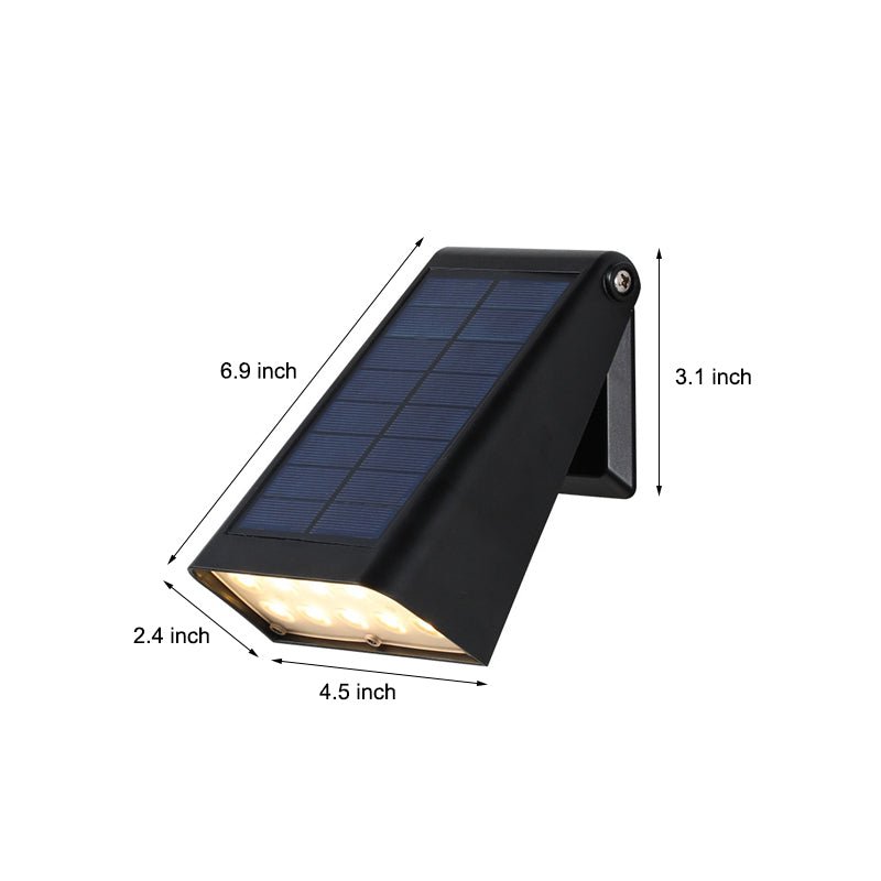 LED Waterproof Solar Wall Lights - 90° Adjustable Black Modern Outdoor Lighting for Gardens & Patios