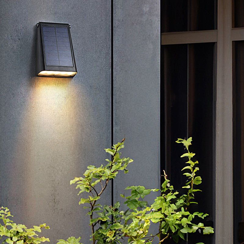 LED Waterproof Solar Wall Lights - 90° Adjustable Black Modern Outdoor Lighting for Gardens & Patios