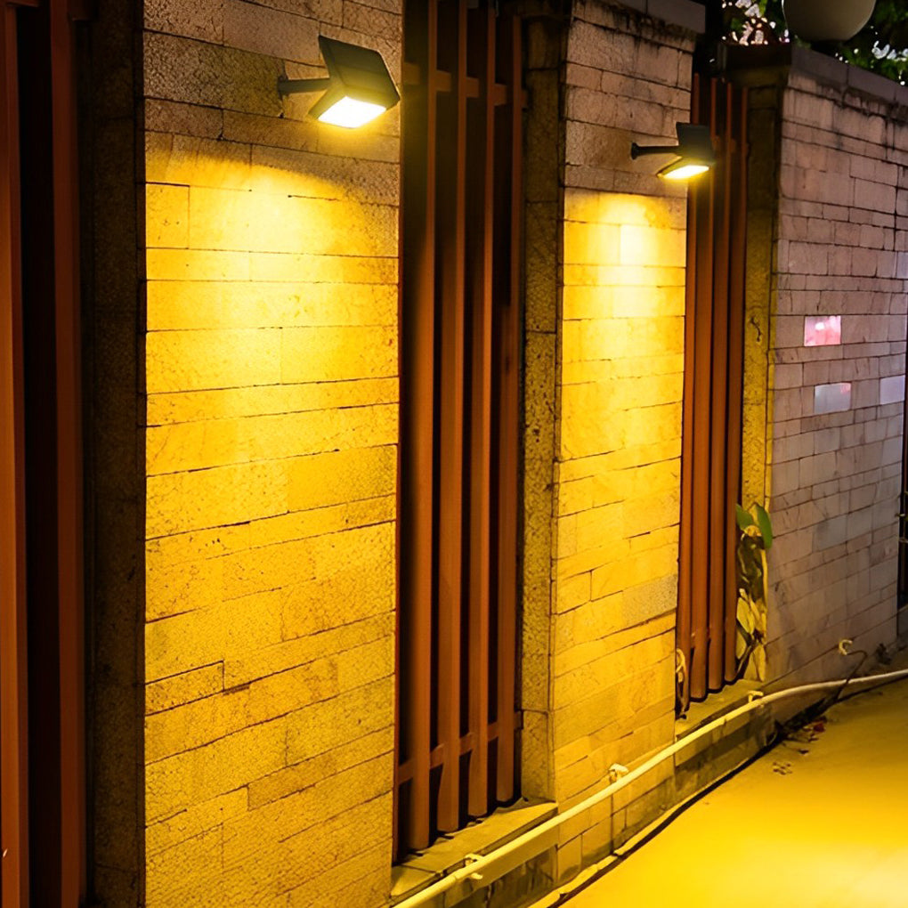 LED Solar Lights Outdoor - 2PCS Waterproof IP65 Black Modern Lawn Lamps for Garden Pathway Lighting