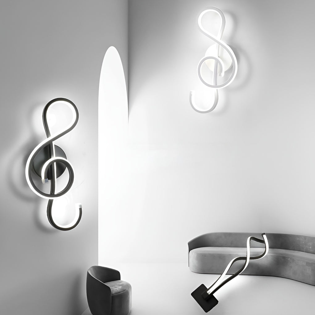 LED Musical Note Wall Sconce Light Fixture - Electroplated Modern Design for Living Room & Bedroom Decor