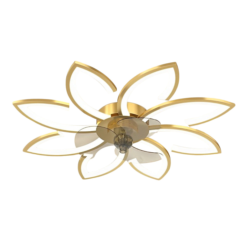 LED Modern Ceiling Fan Light with Flower Design, Smart Silent Stepless Dimming, Ideal for Living Room & Bedroom
