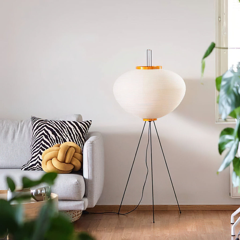 Rice Paper Floor Lamp | Mulberry Paper Shade, Metal Base & Ideal for Indoor Lighting