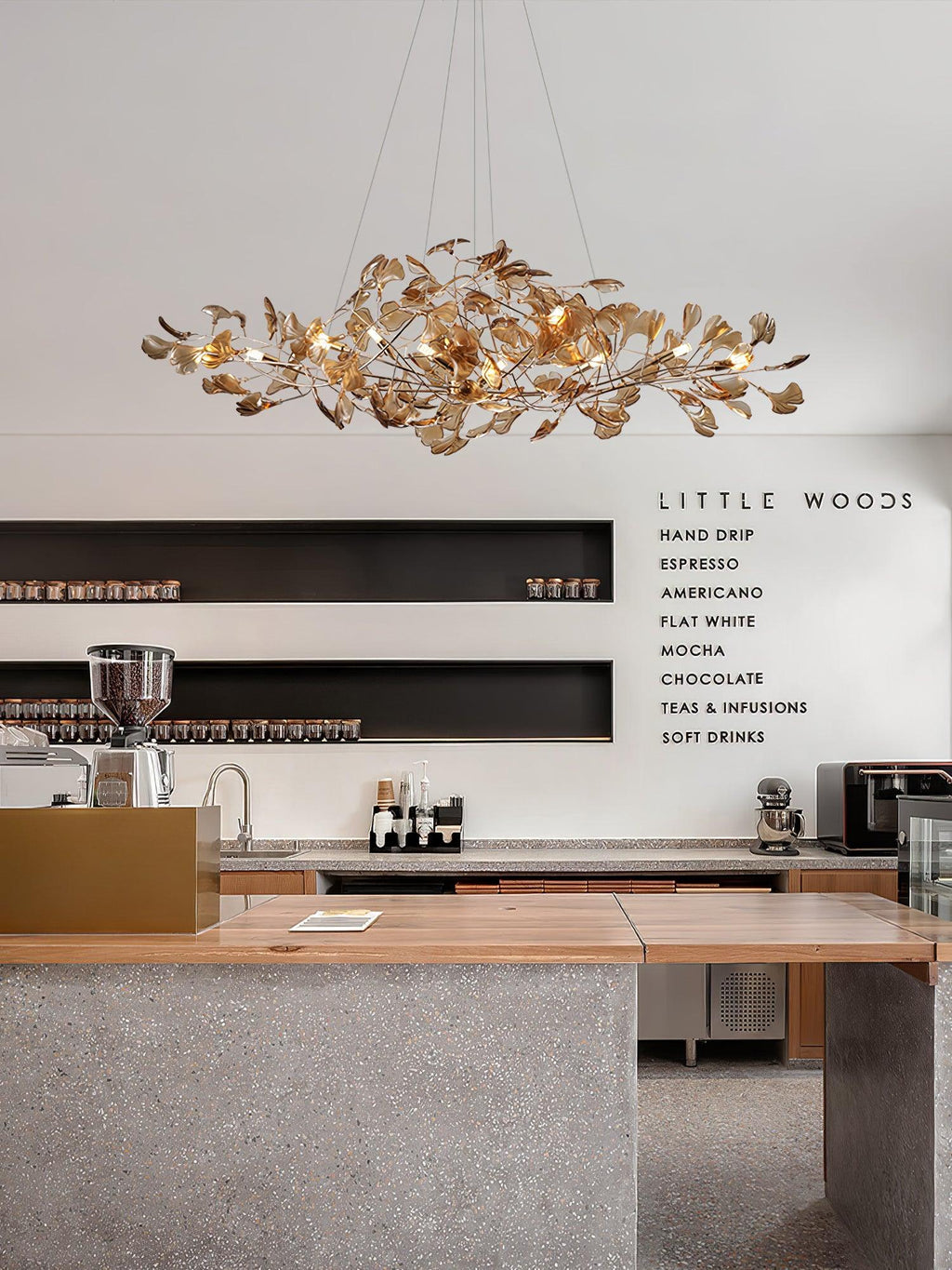 Acrylic Ginkgo Leaf Chandelier | Teal, Modern Design & Nature-Inspired Lighting for Dining Room and Living Area