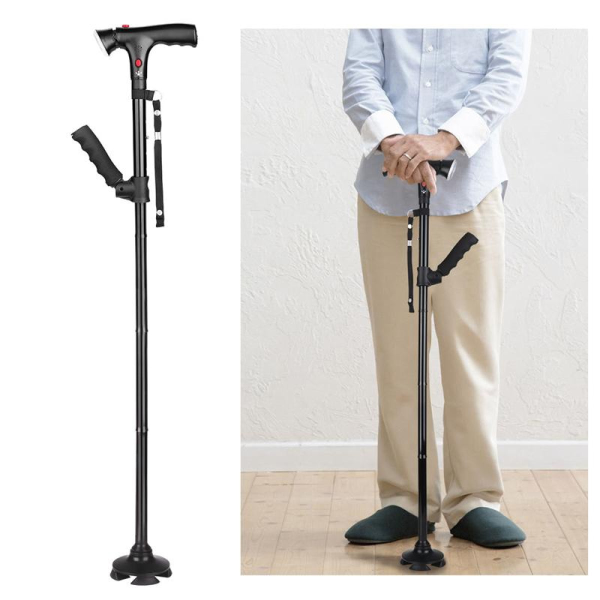 Adjustable Multi-Functional Walking Cane | Lightweight, Foldable, and LED with Anti-Slip Grip