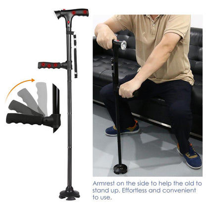 Adjustable Multi-Functional Walking Cane | Lightweight, Foldable, and LED with Anti-Slip Grip