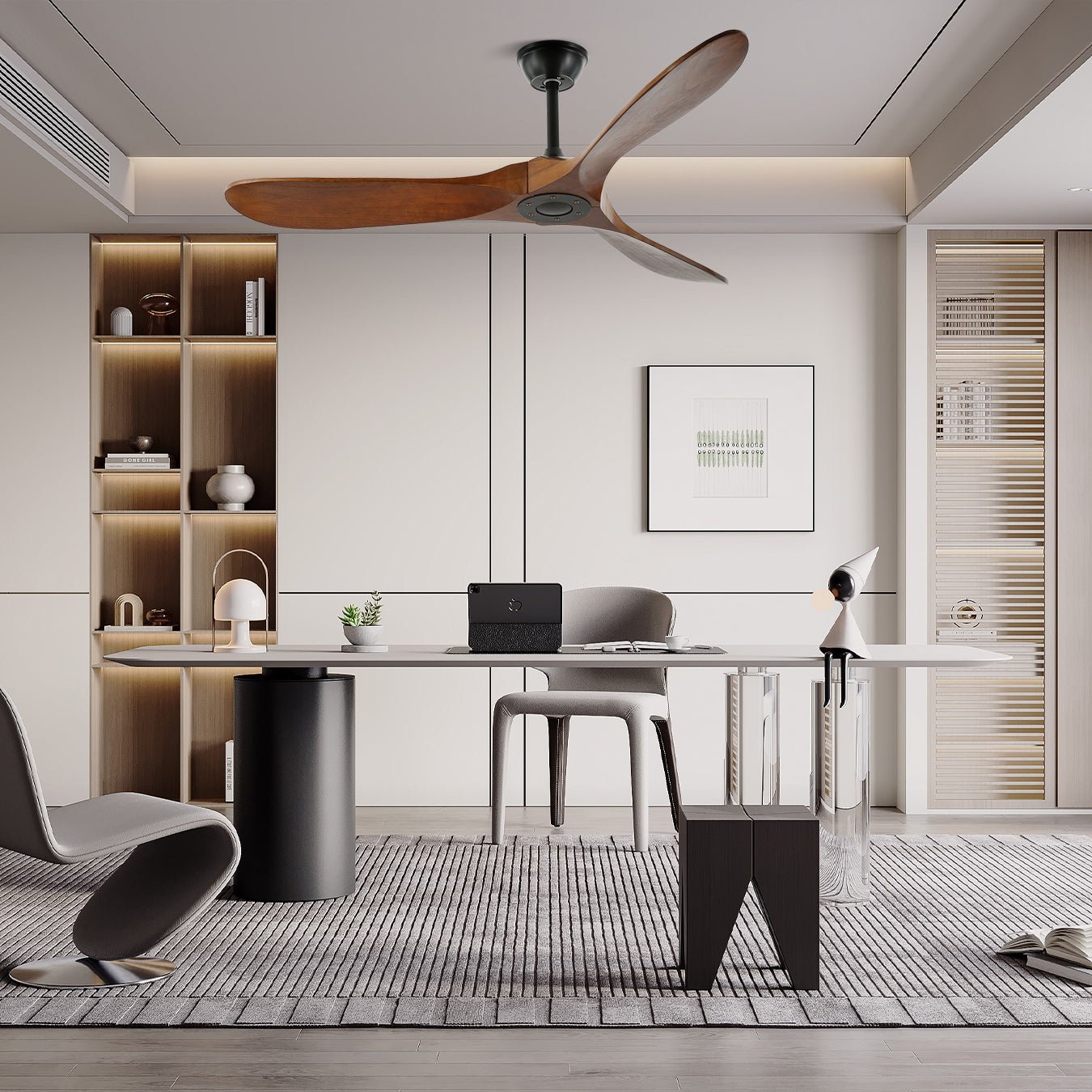 42"/52" Ceiling Fan | Sleek Design with Wooden Blades & DC Motor for Indoor Air Circulation