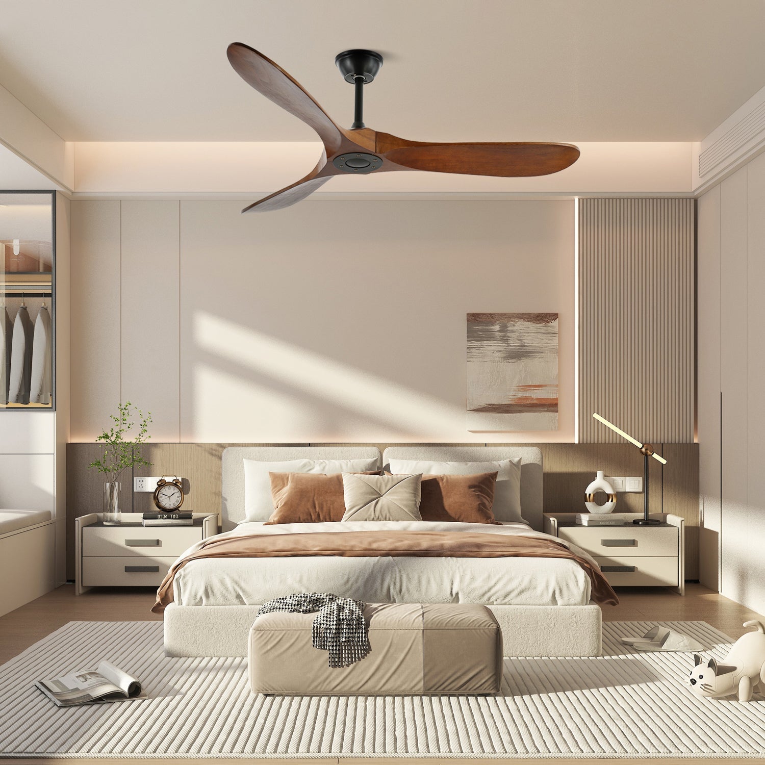 42"/52" Ceiling Fan | Sleek Design with Wooden Blades & DC Motor for Indoor Air Circulation