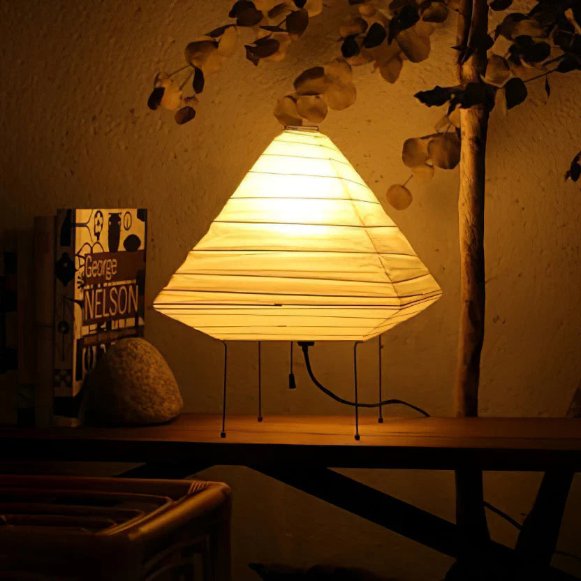 Akari 5X Table Lamp | Handmade Rice Paper & Steel Wire Design for Home Office or Zen-Inspired Living Room