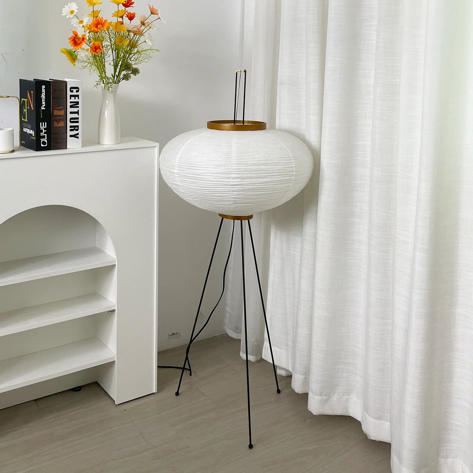 LED Floor Lamp | Mulberry Paper & Metal, Indoor Use for Modern Home Decor
