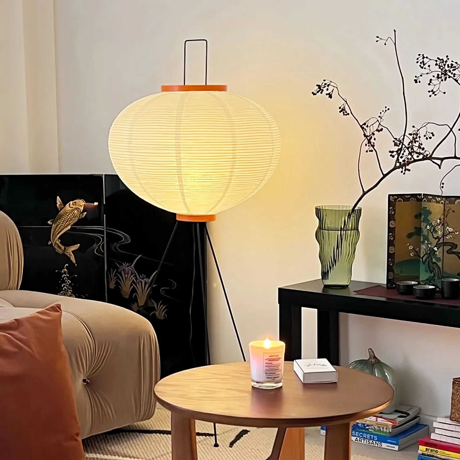 LED Floor Lamp | Mulberry Paper & Metal, Indoor Use for Modern Home Decor