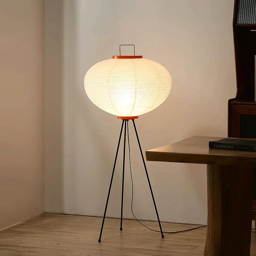 LED Floor Lamp | Mulberry Paper & Metal, Indoor Use for Modern Home Decor