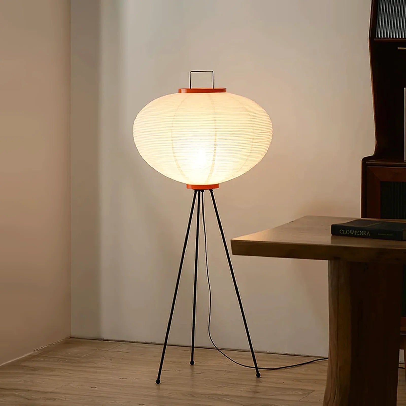 LED Floor Lamp | Mulberry Paper & Metal, Indoor Use for Modern Home Decor