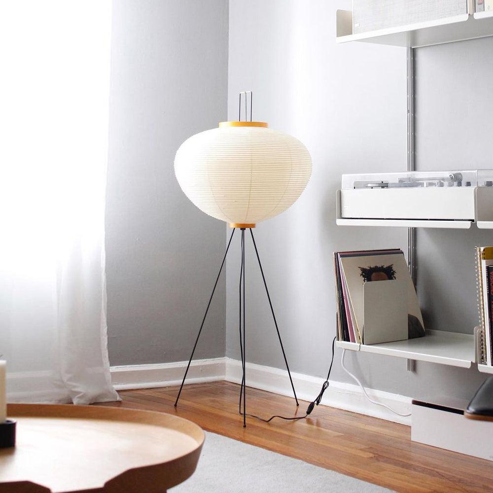 Rice Paper Floor Lamp | Mulberry Paper Shade, Metal Base & Ideal for Indoor Lighting