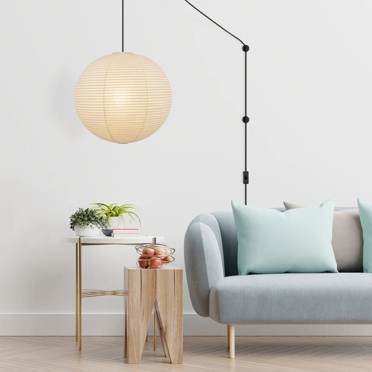 Pendant Swag Light | Handmade Mulberry Paper, Mid-Century Modern Design for Indoor Spaces