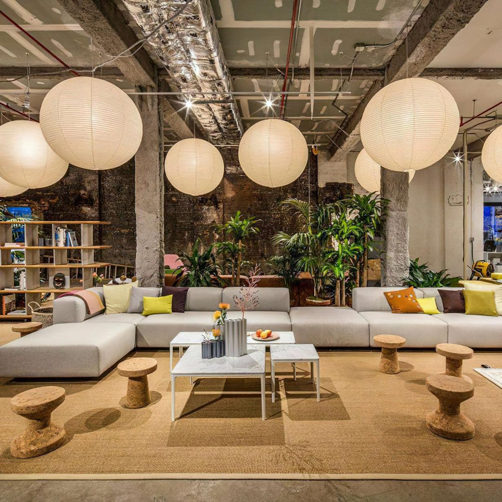 Pendant Swag Light | Handmade Mulberry Paper, Mid-Century Modern Design for Indoor Spaces