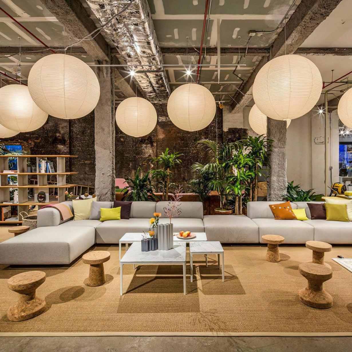 Pendant Swag Light | Handmade Mulberry Paper, Mid-Century Modern Design for Indoor Spaces