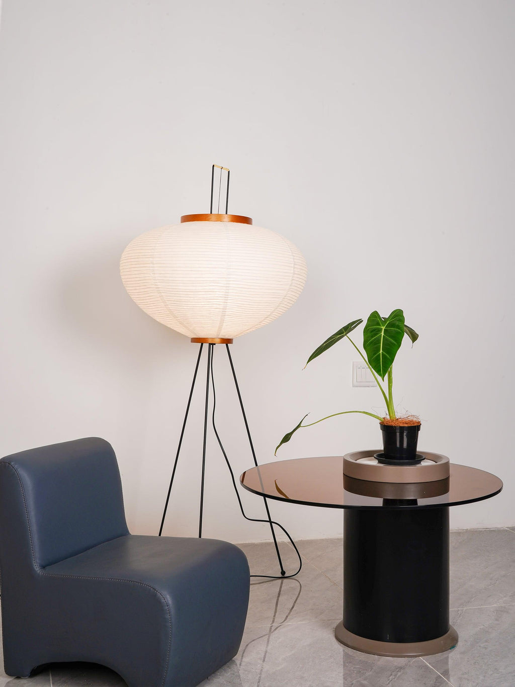 Rice Paper Floor Lamp | Mulberry Paper Shade, Metal Base & Ideal for Indoor Lighting