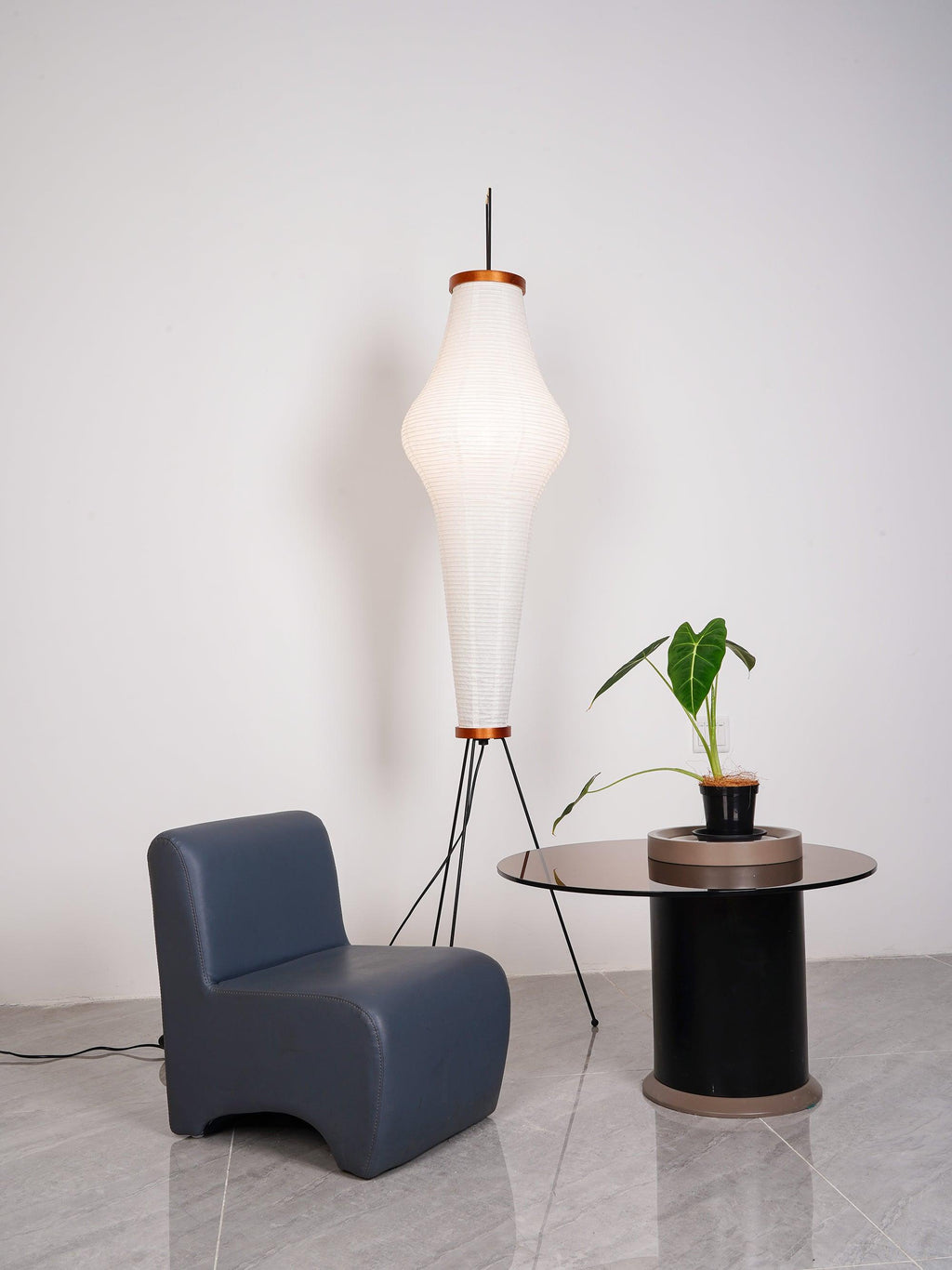 Rice Paper Floor Lamp | Mulberry Paper Shade, Metal Base & Ideal for Indoor Lighting
