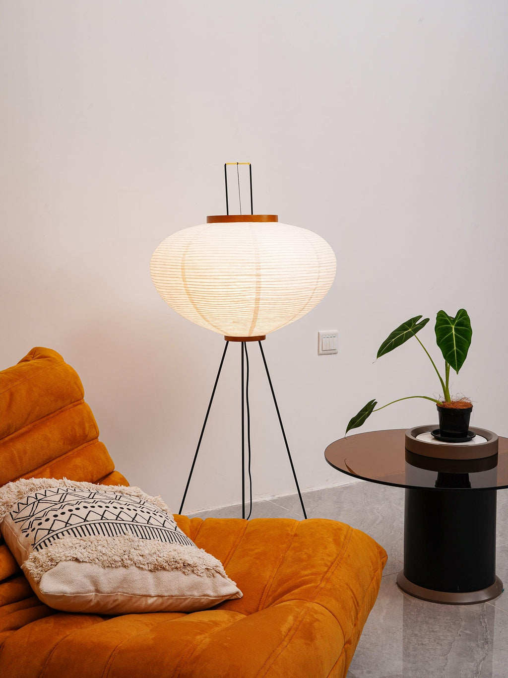 Rice Paper Floor Lamp | Mulberry Paper Shade, Metal Base & Ideal for Indoor Lighting