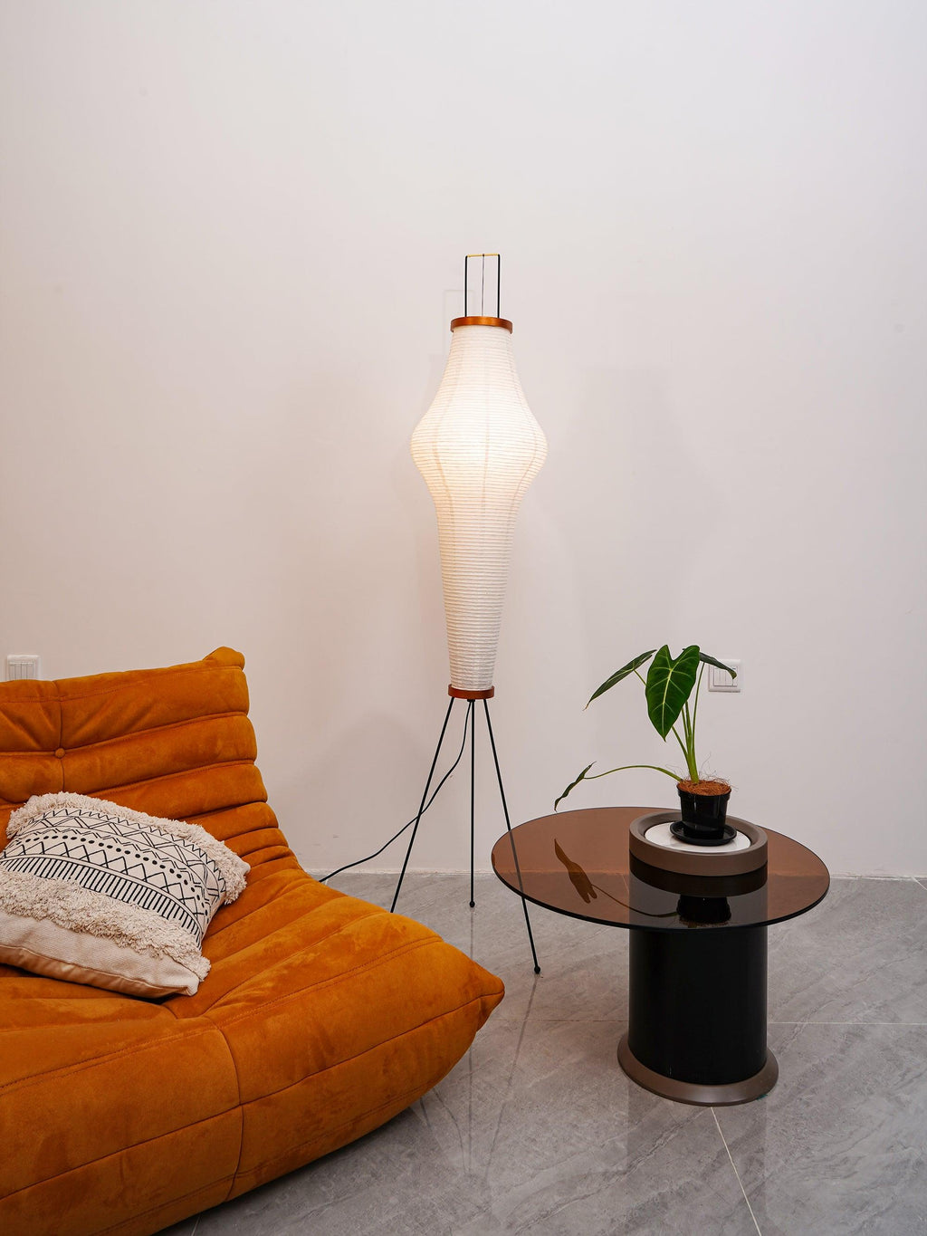 Rice Paper Floor Lamp | Mulberry Paper Shade, Metal Base & Ideal for Indoor Lighting