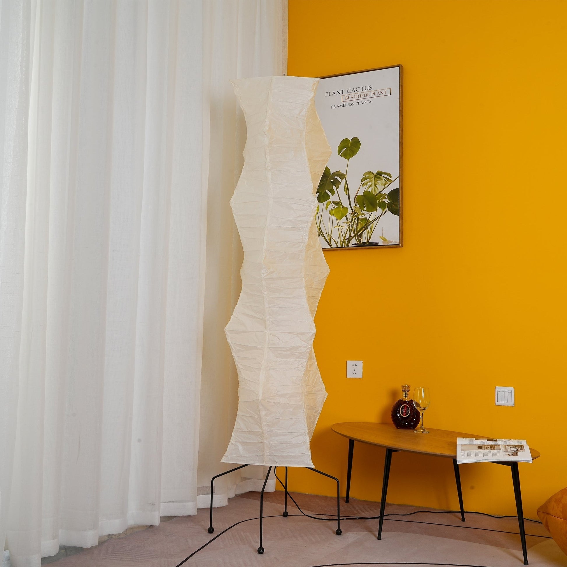 Rice Paper Floor Lamp | Mulberry Paper Shade, Metal Base & Ideal for Indoor Lighting