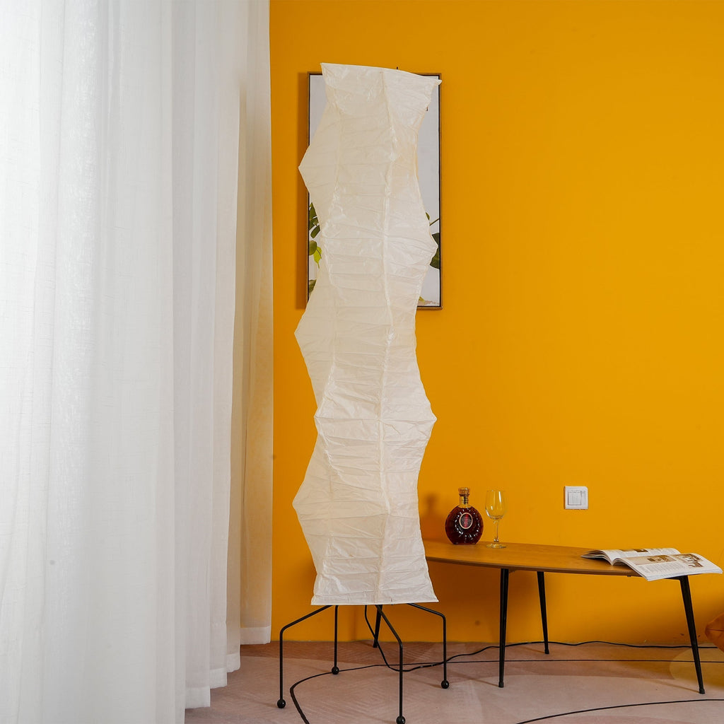 Rice Paper Floor Lamp | Mulberry Paper Shade, Metal Base & Ideal for Indoor Lighting