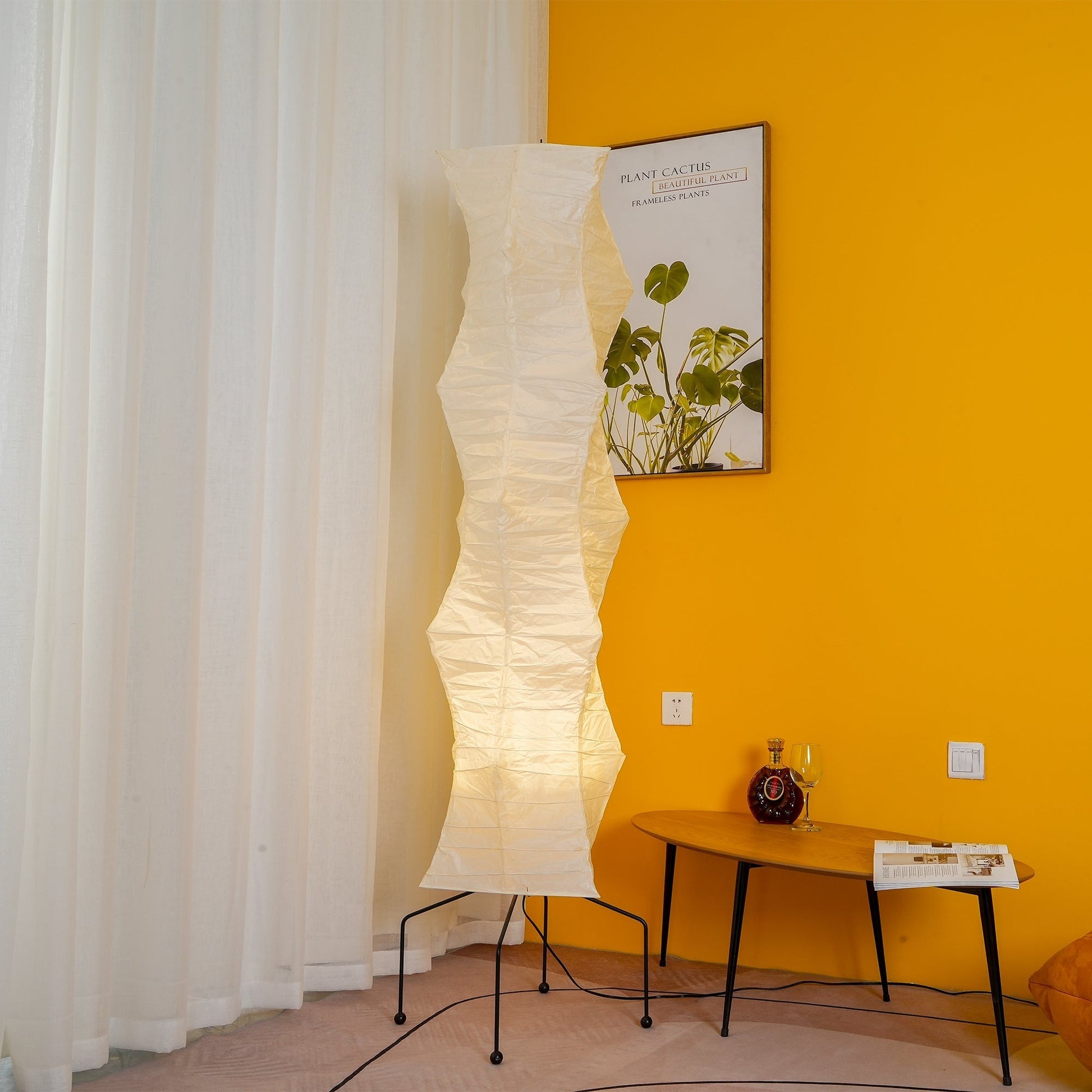 Rice Paper Floor Lamp | Mulberry Paper Shade, Metal Base & Ideal for Indoor Lighting