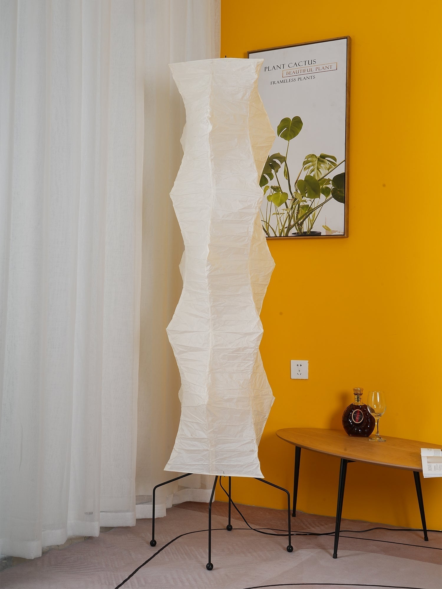 Rice Paper Floor Lamp | Mulberry Paper Shade, Metal Base & Ideal for Indoor Lighting