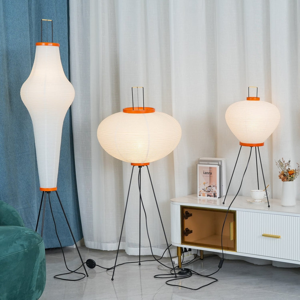 Rice Paper Floor Lamp | Mulberry Paper Shade, Metal Base & Ideal for Indoor Lighting