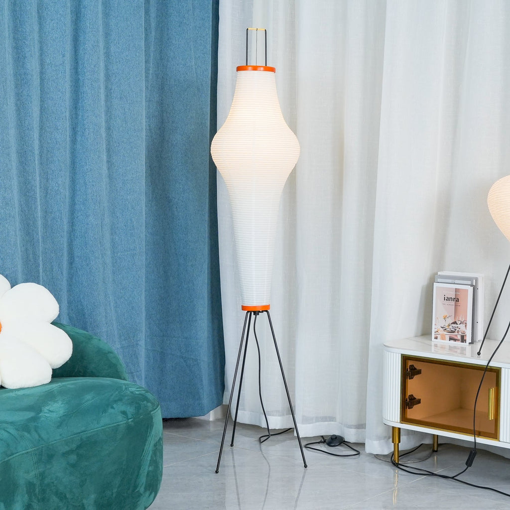 Rice Paper Floor Lamp | Mulberry Paper Shade, Metal Base & Ideal for Indoor Lighting