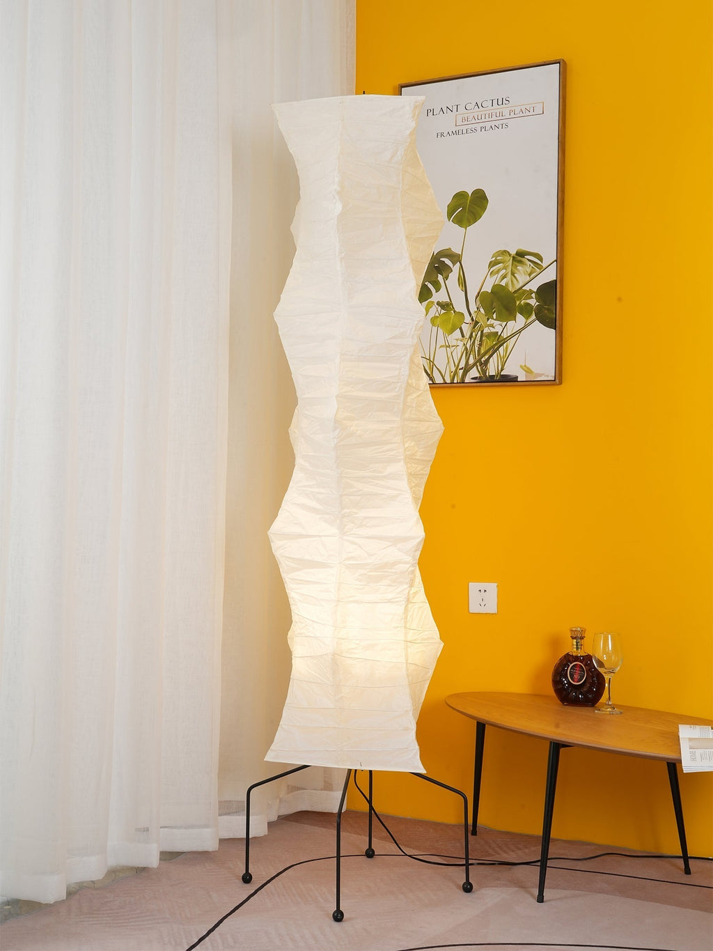 Rice Paper Floor Lamp | Mulberry Paper Shade, Metal Base & Ideal for Indoor Lighting