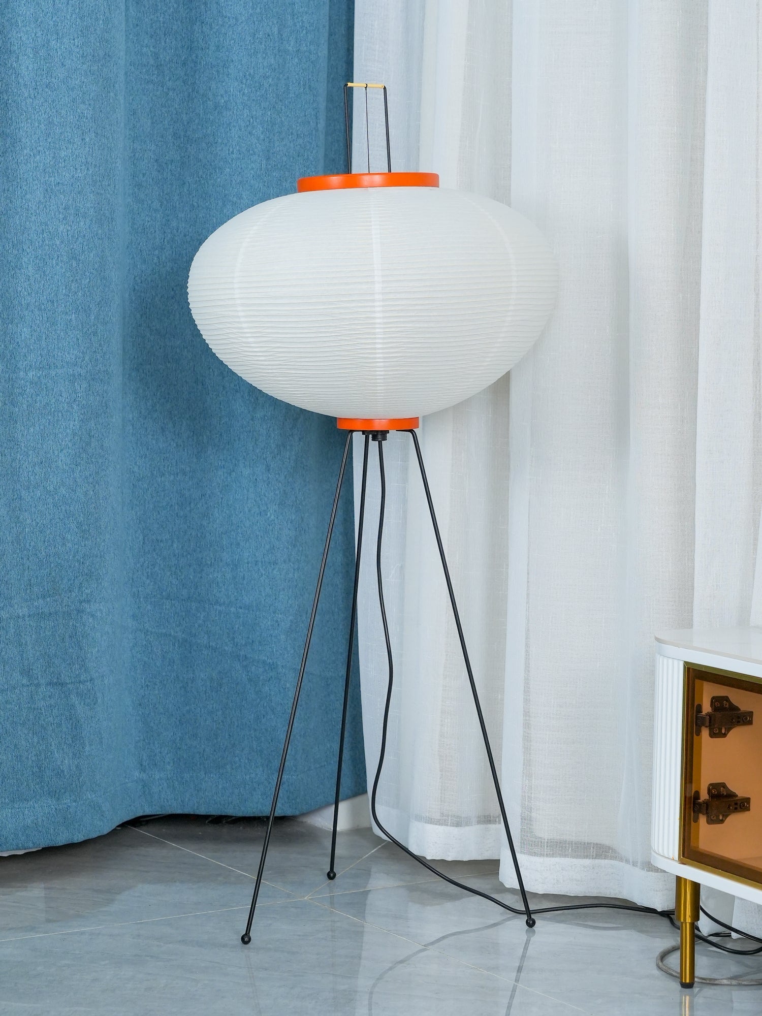 Rice Paper Floor Lamp | Mulberry Paper Shade, Metal Base & Ideal for Indoor Lighting