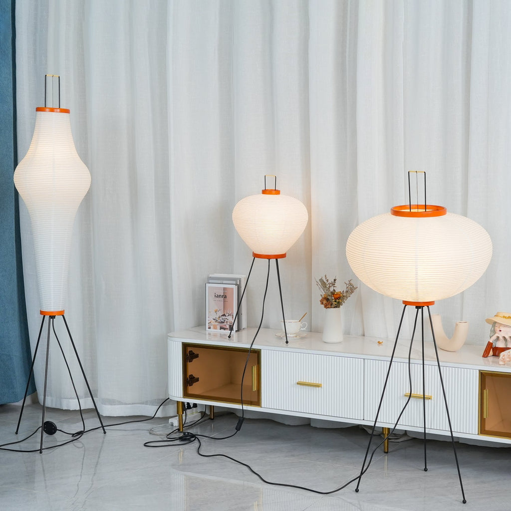 Rice Paper Floor Lamp | Mulberry Paper Shade, Metal Base & Ideal for Indoor Lighting