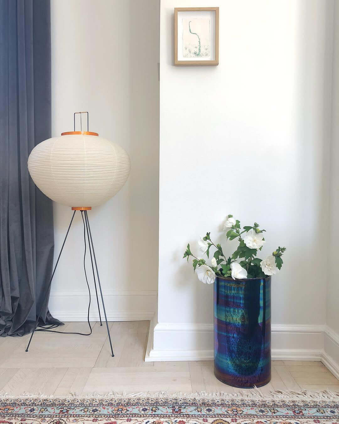 Rice Paper Floor Lamp | Mulberry Paper Shade, Metal Base & Ideal for Indoor Lighting