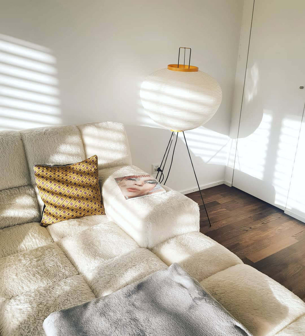 Rice Paper Floor Lamp | Mulberry Paper Shade, Metal Base & Ideal for Indoor Lighting