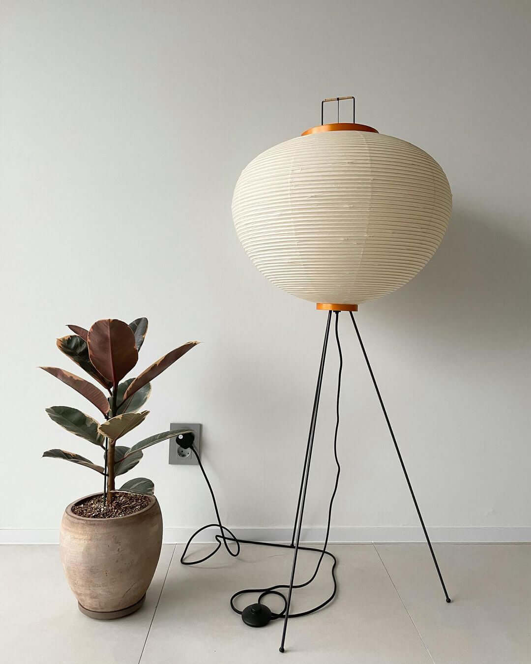 Rice Paper Floor Lamp | Mulberry Paper Shade, Metal Base & Ideal for Indoor Lighting