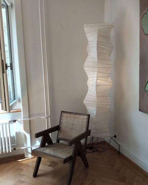 Rice Paper Floor Lamp | Mulberry Paper Shade, Metal Base & Ideal for Indoor Lighting