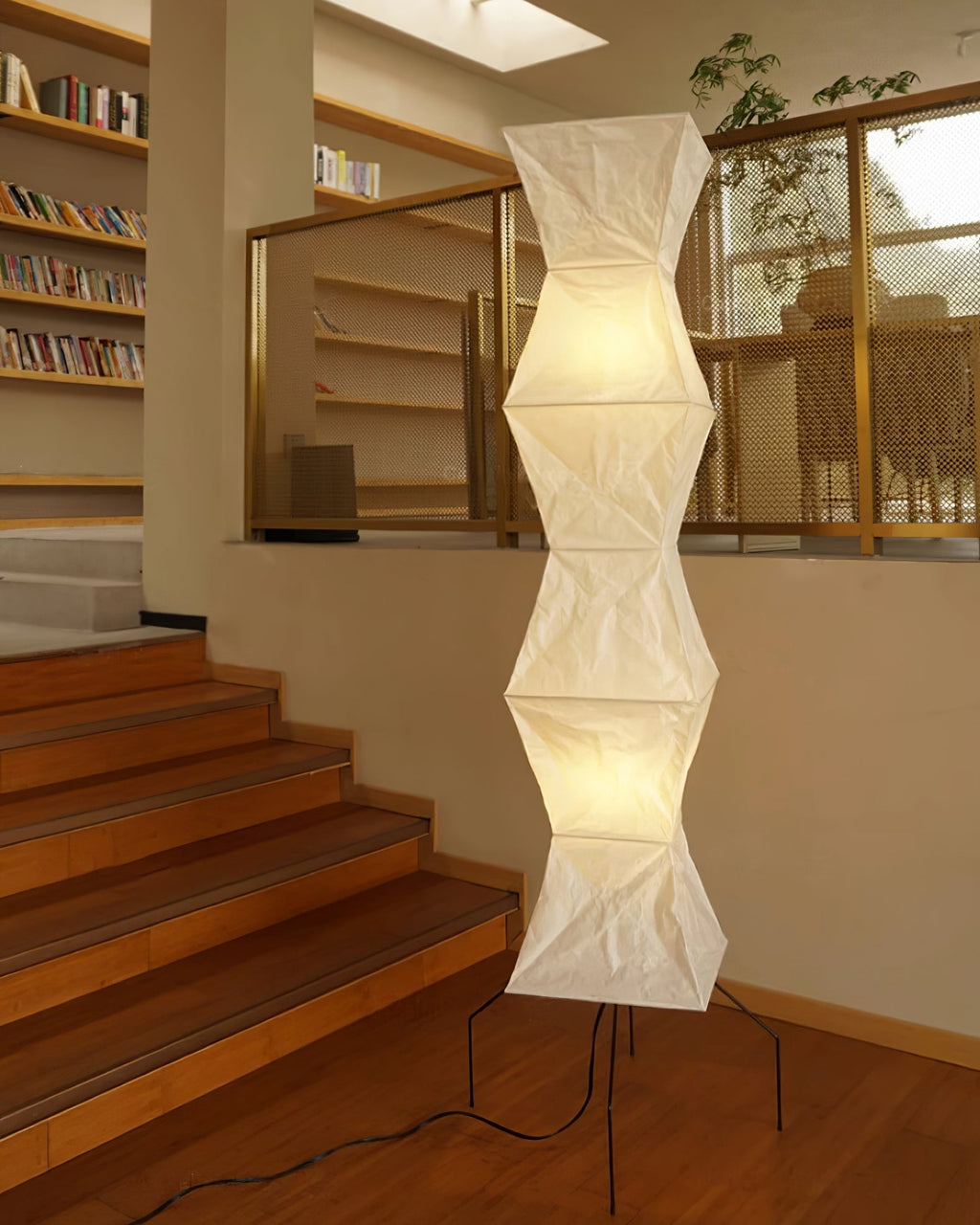 Rice Paper Floor Lamp | Mulberry Paper Shade, Metal Base & Ideal for Indoor Lighting