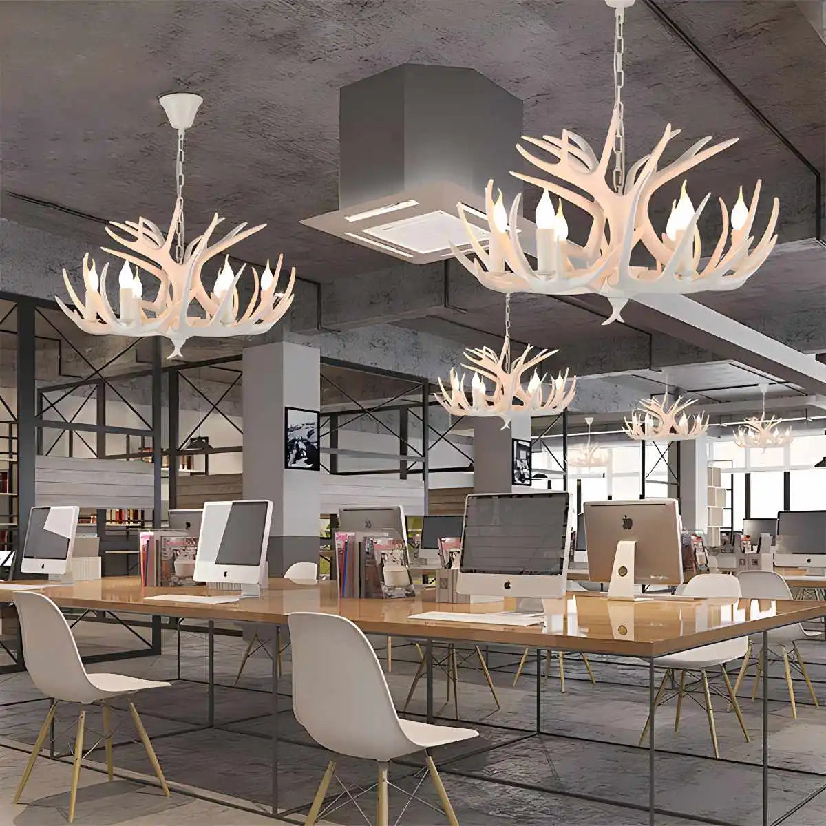 Antler Shape Resin Chandelier | Adjustable Height, Rustic Elegance & Ideal for Living Room, Dining Area, or Entryway