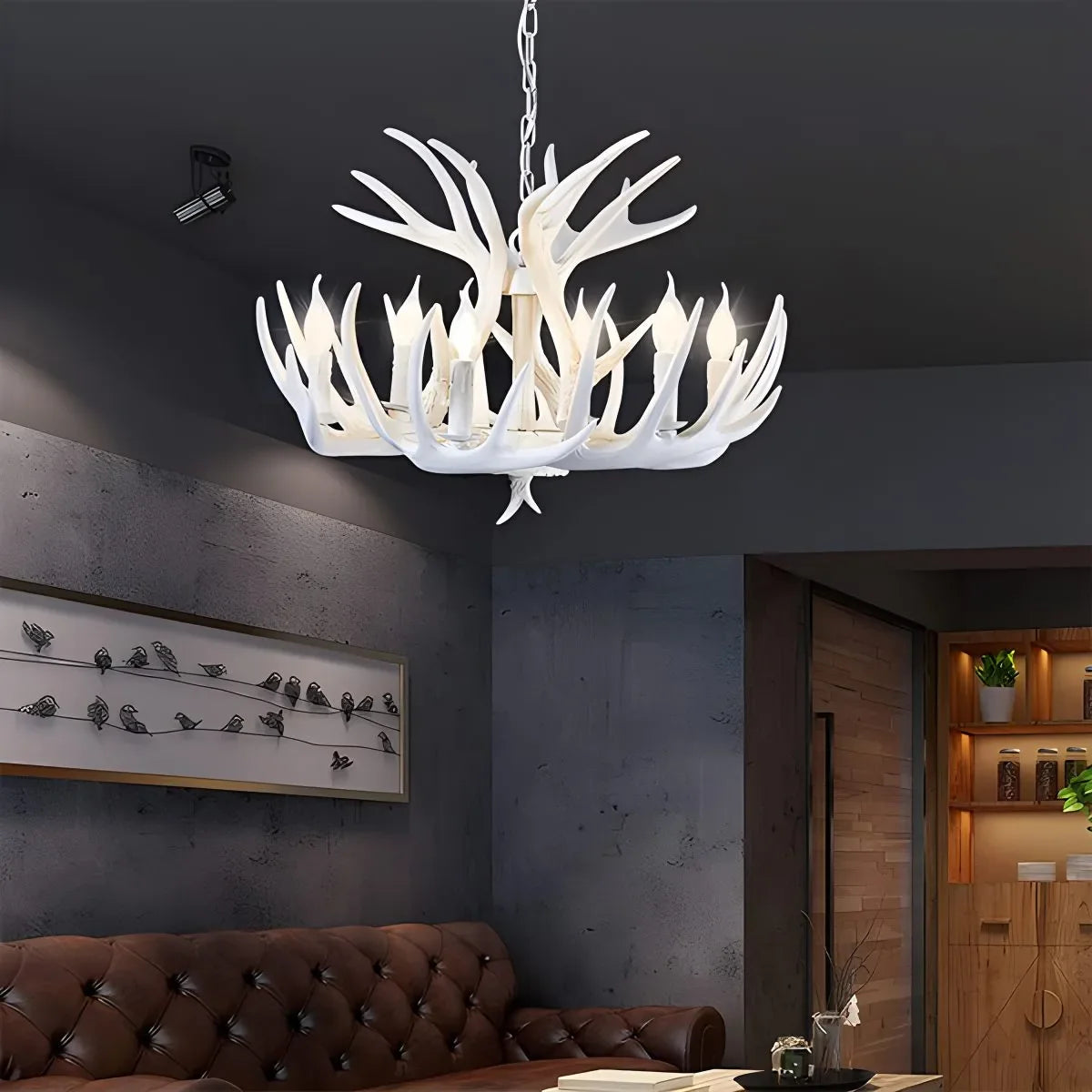 Antler Shape Resin Chandelier | Adjustable Height, Rustic Elegance & Ideal for Living Room, Dining Area, or Entryway