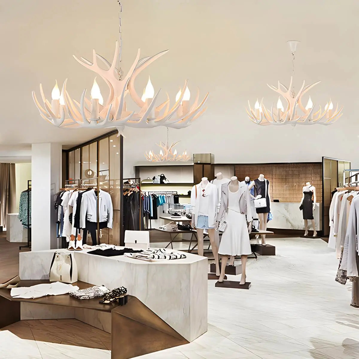 Antler Shape Resin Chandelier | Adjustable Height, Rustic Elegance & Ideal for Living Room, Dining Area, or Entryway