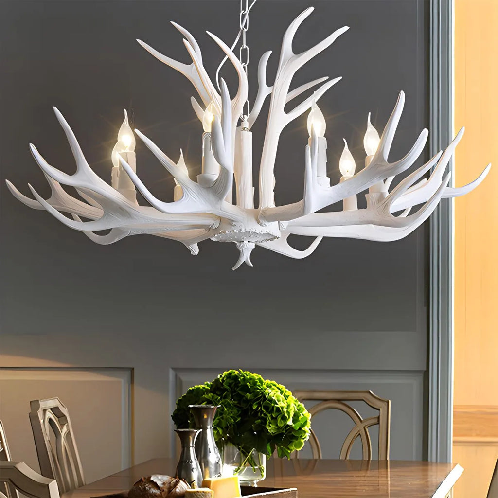 Antler Shape Resin Chandelier | Adjustable Height, Rustic Elegance & Ideal for Living Room, Dining Area, or Entryway