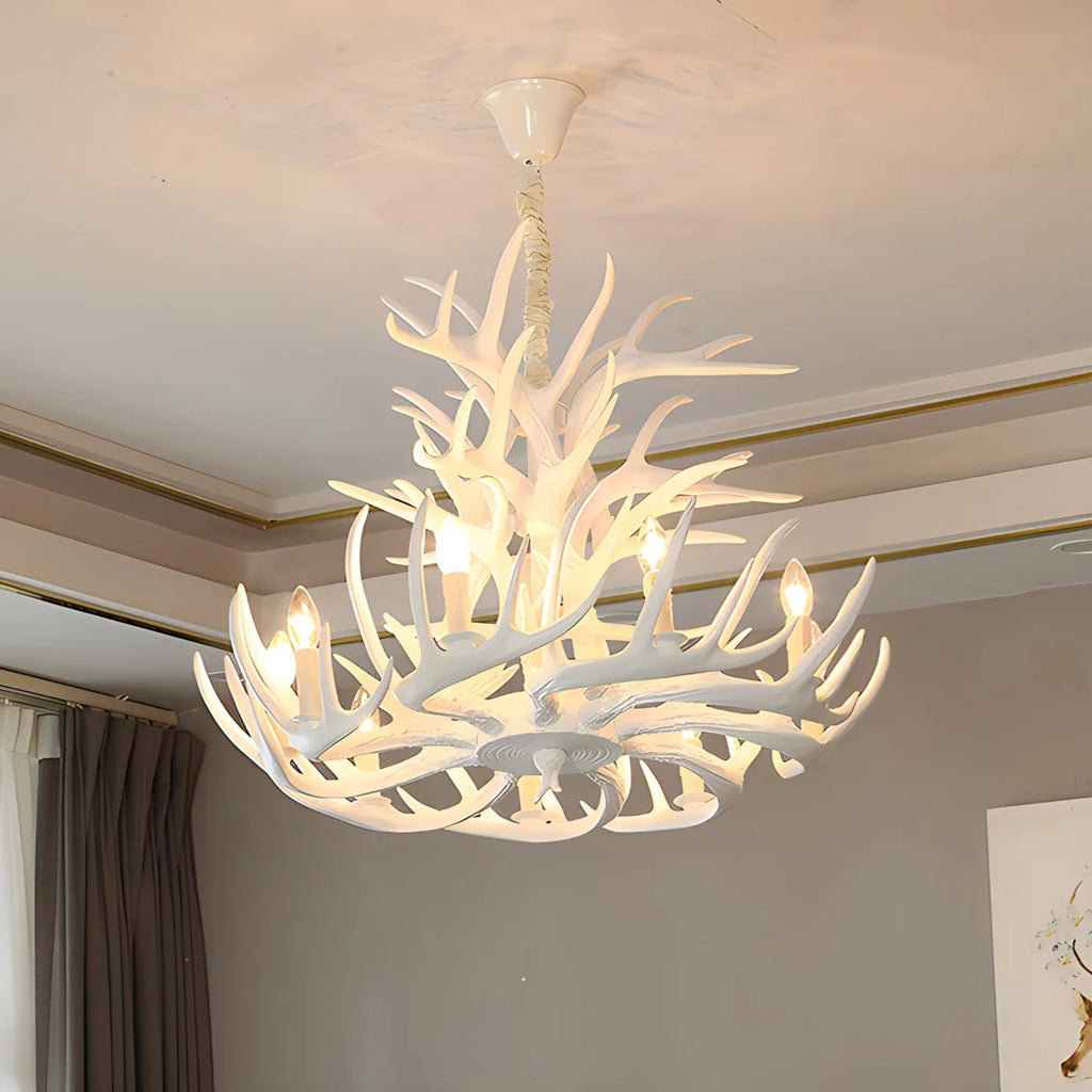 Antler Shape Resin Chandelier | Adjustable Height, Rustic Elegance & Ideal for Living Room, Dining Area, or Entryway