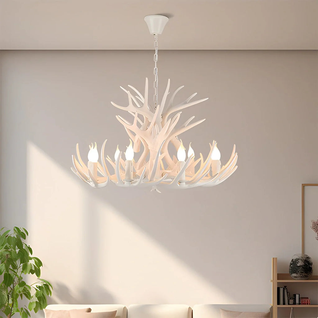 Antler Shape Resin Chandelier | Adjustable Height, Rustic Elegance & Ideal for Living Room, Dining Area, or Entryway