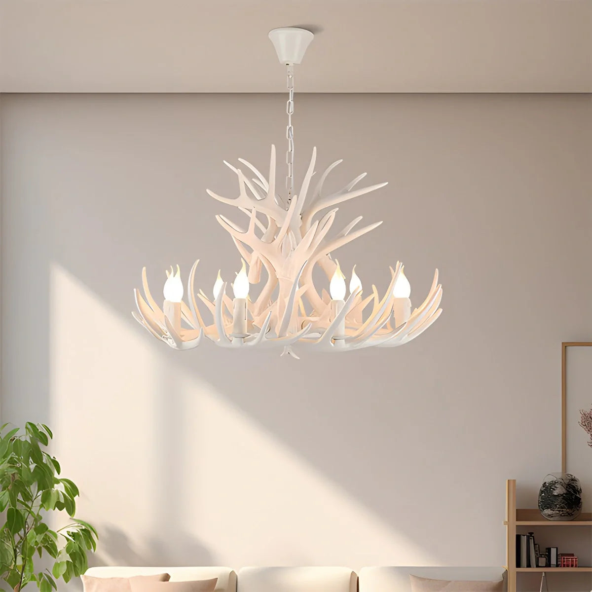Antler Shape Resin Chandelier | Adjustable Height, Rustic Elegance & Ideal for Living Room, Dining Area, or Entryway