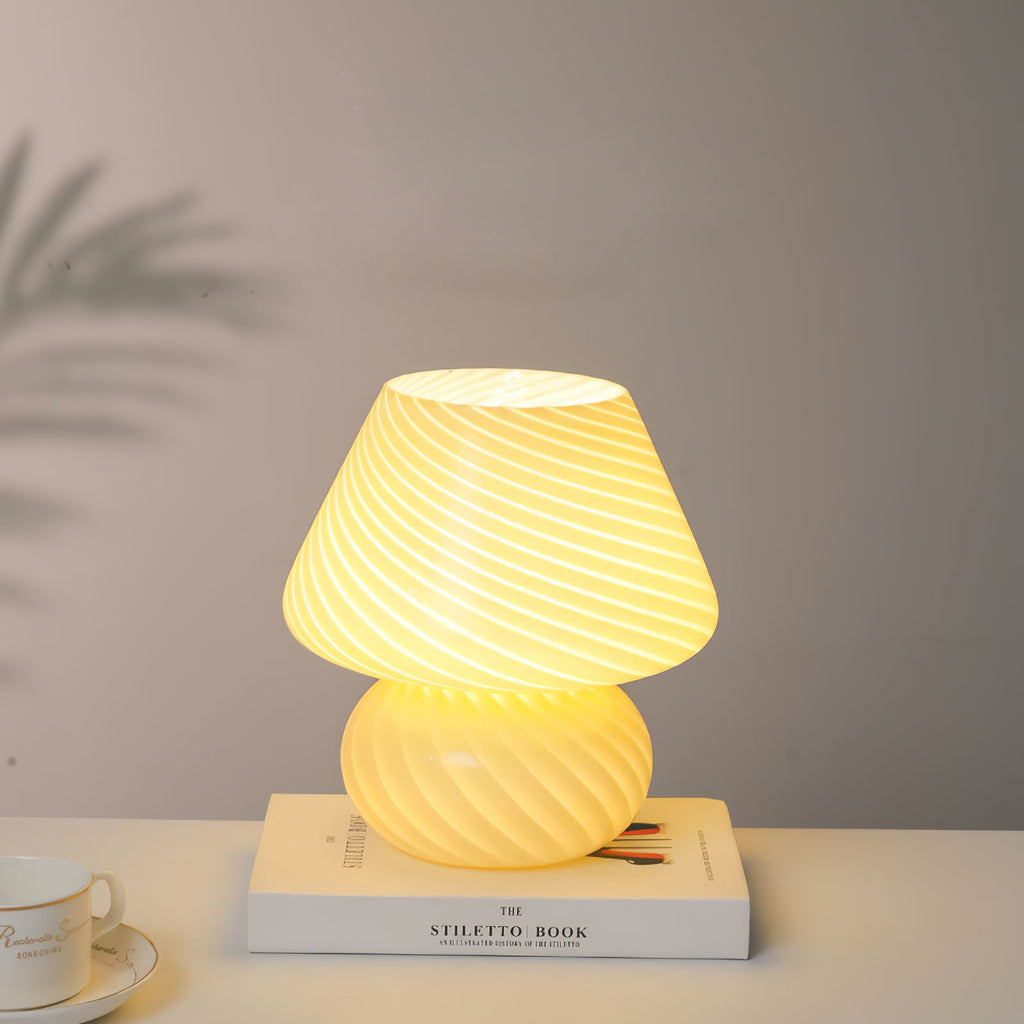 LED Glass Table Lamp - Modern Design with Adjustable Brightness for Living Room & Bedroom Use